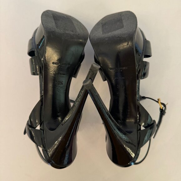 YSL Tribute Sandal in Blk Patent Leather - Picture 13 of 15